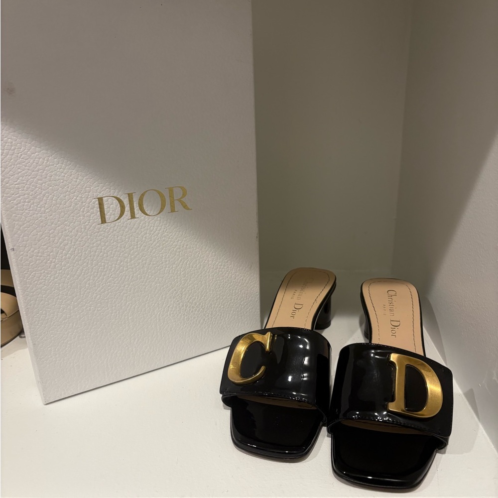 Dior Black and Gold Women's Mules